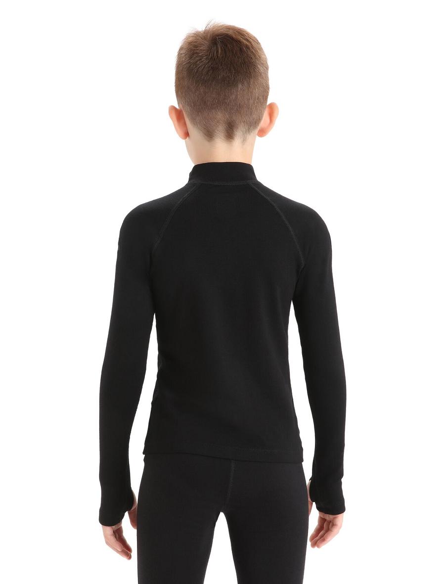 Long Sleeve Icebreaker Merino 260 Tech Half Zip Thermal Top Enfant Noir | FR 1941FDNM